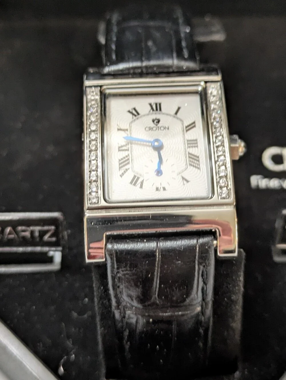 NEW Croton Women's Rectangular Quartz Watch - Diamond Accents & Box